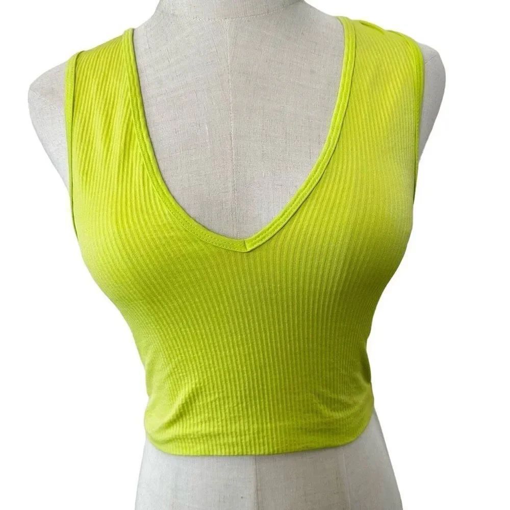 Zara lime green neon cropped tank top